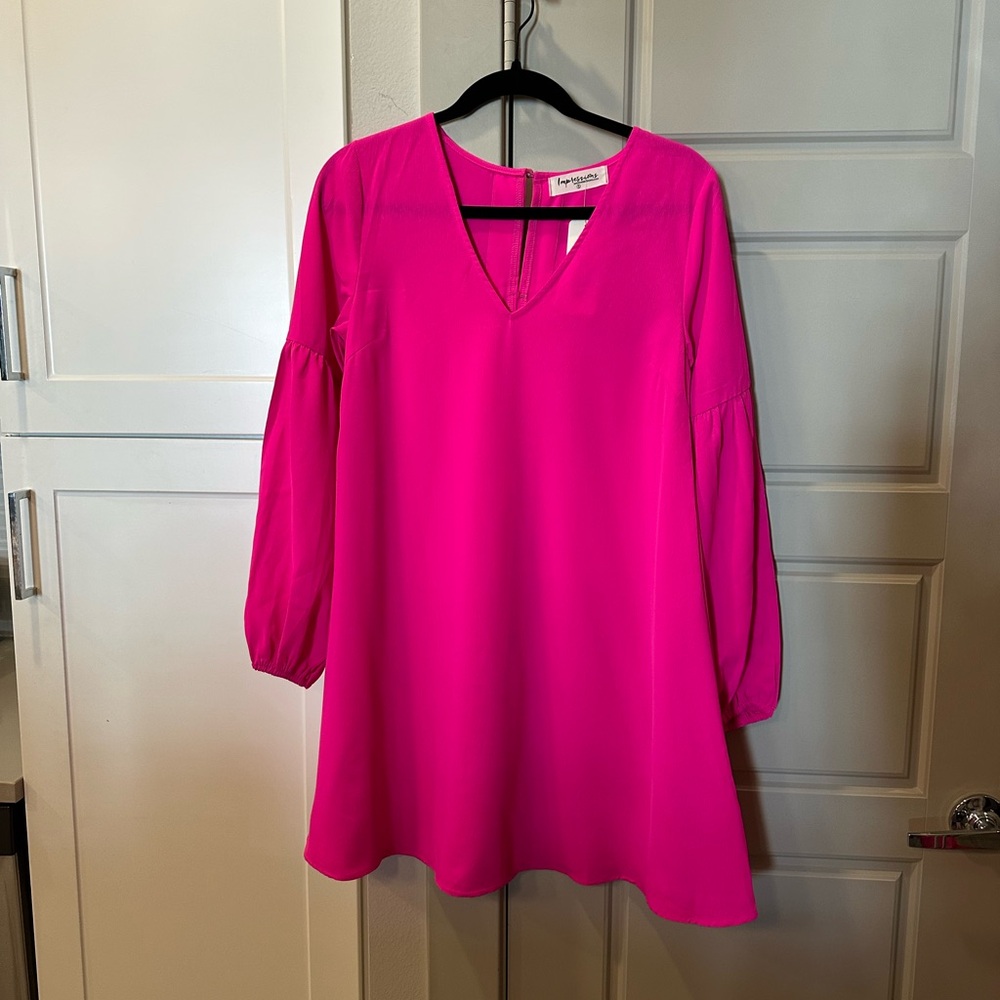 Bright Pink V-Neck Dress
